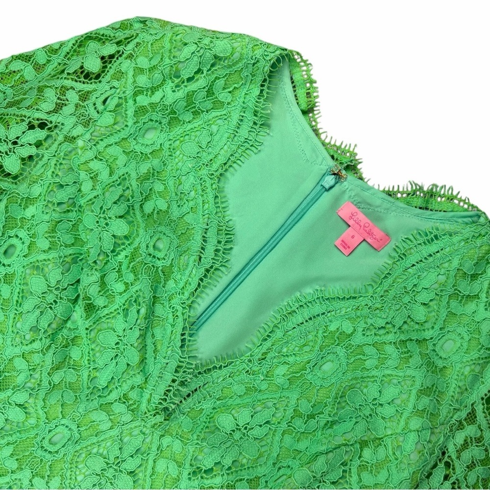 Lilly Pulitzer Meryl Poolside Blue/Mint Green Lace Sheath Dress In Size 6 - Picture 5 of 11